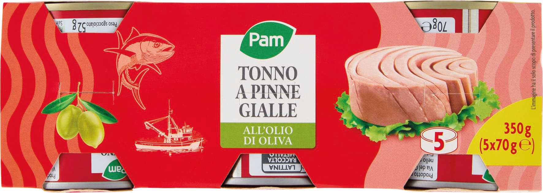 PAM Tonno a Pinne Gialle all'Olio di Oliva 5 x 70 g – immagine 2