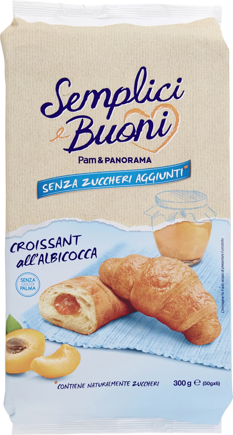 SEMPLICI E BUONI Senza zuccheri aggiunti Croissant all'Albicocca 300g (50gx6) – immagine 1