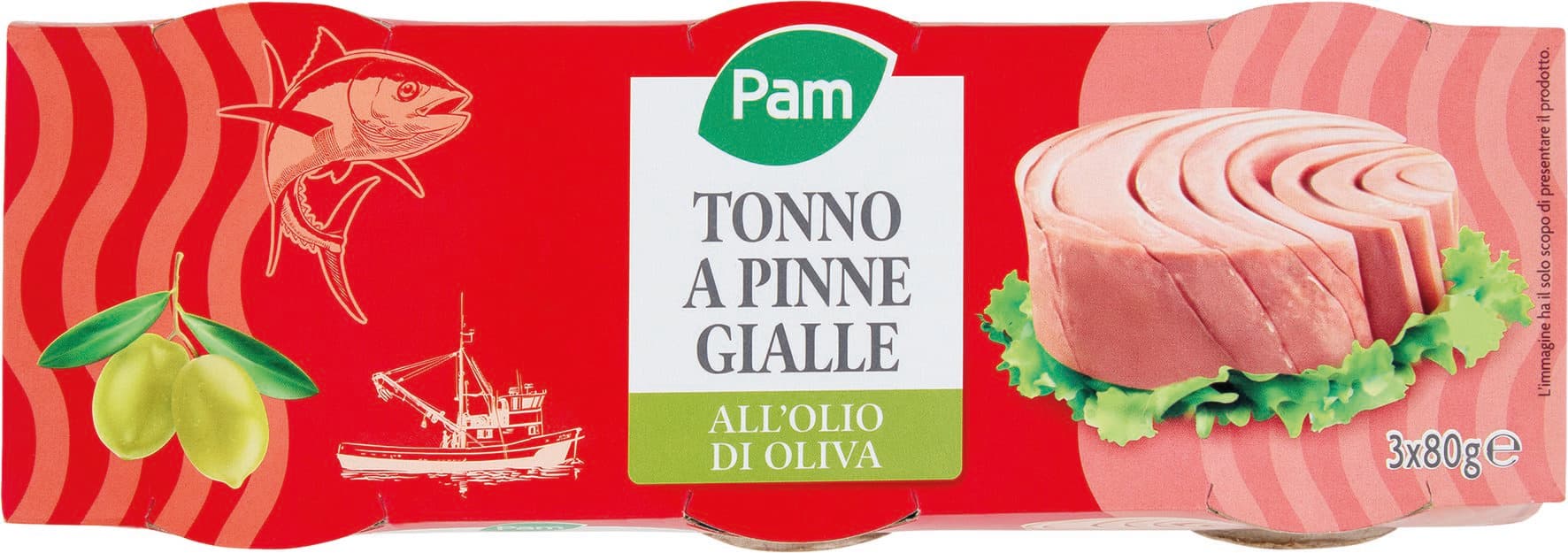 PAM Tonno a Pinne Gialle all'Olio di Oliva 3 x 80 g – immagine 2