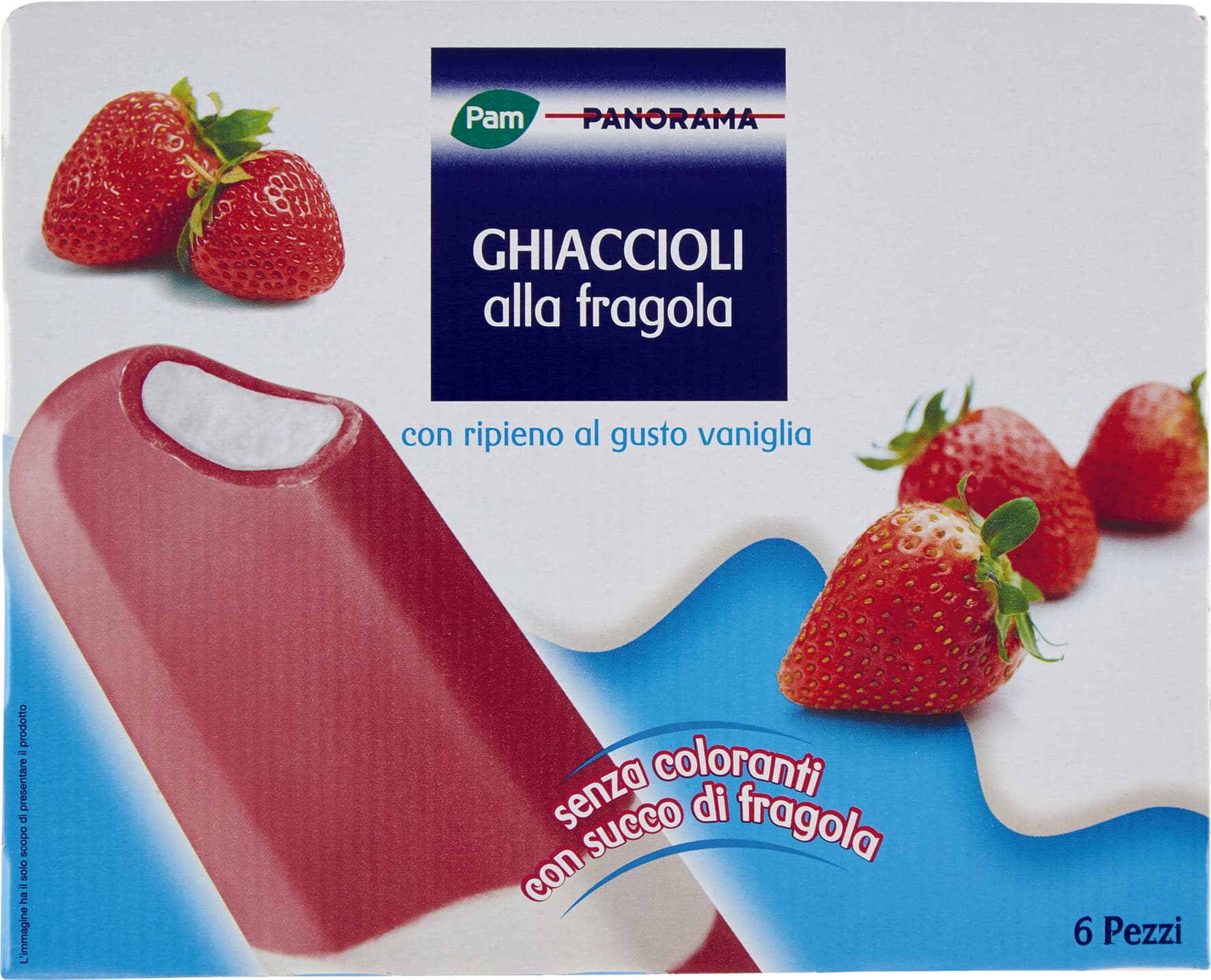 PAM PANORAMA Ghiaccioli alla fragola con ripieno al gusto vaniglia 300g (50g x 6) – immagine 1
