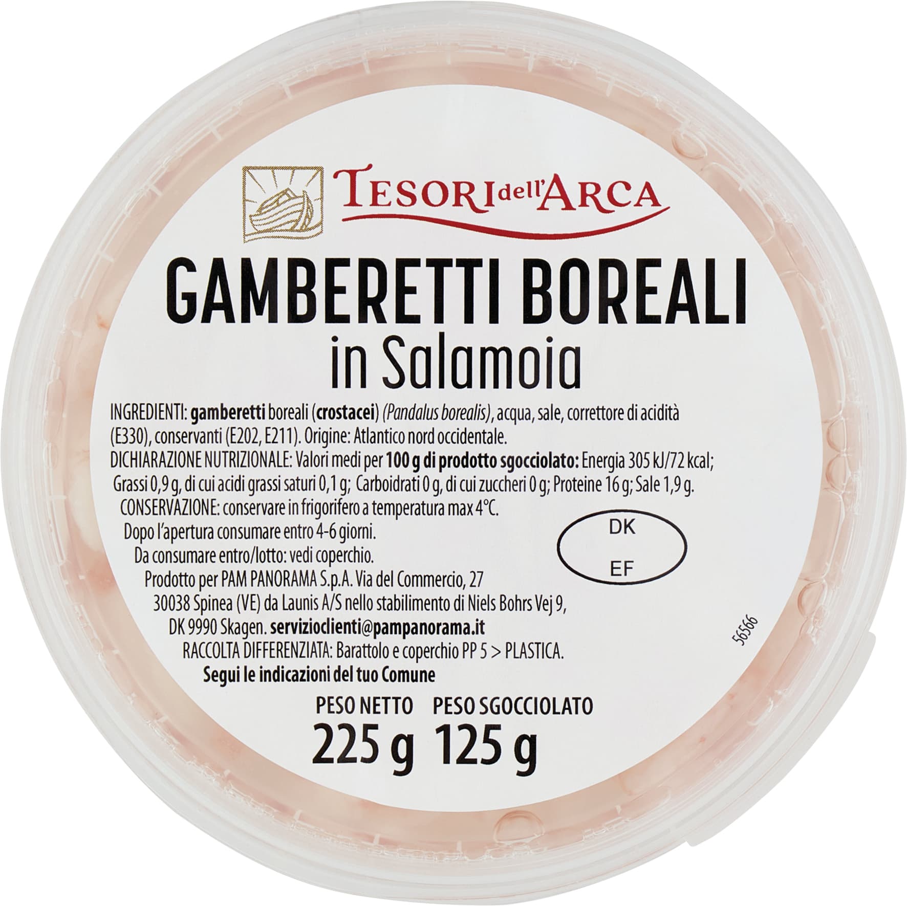 TESORI DELL'ARCA Gamberetti Boreali in Salamoia 225 g – immagine 1