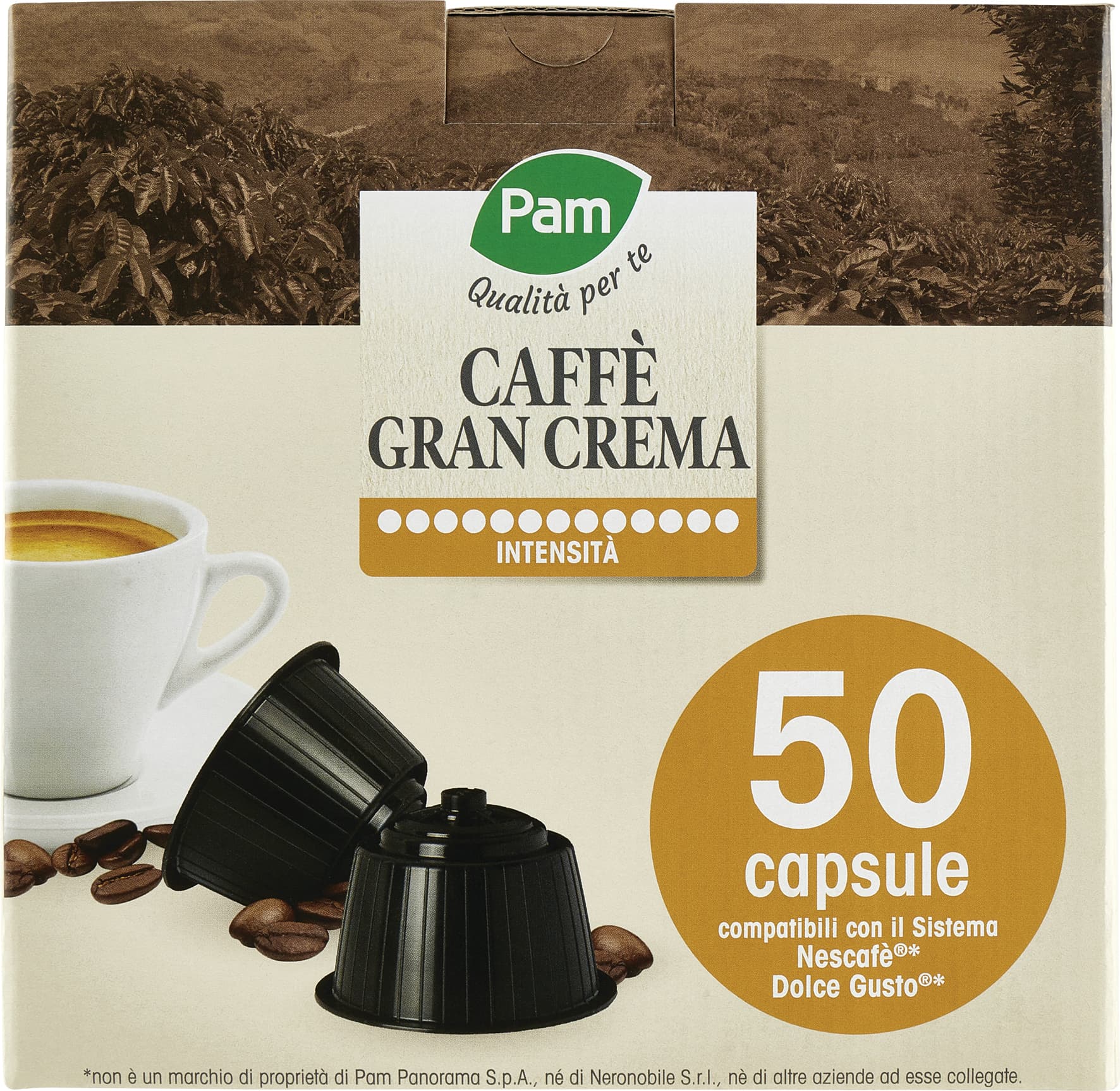 PAM Qualità per te Caffè Gran Aroma 50 capsule compatibili Nescafè* Dolce Gusto* 350g (50x7g) – immagine 1