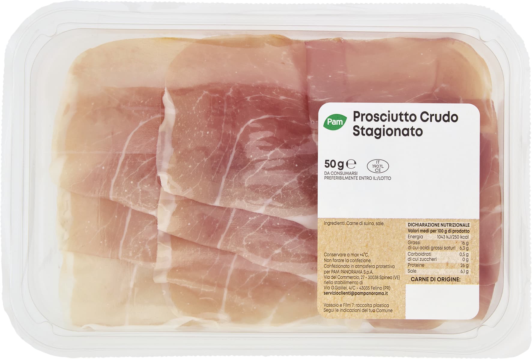 PAM Prosciutto Crudo Stagionato 50 g – immagine 1