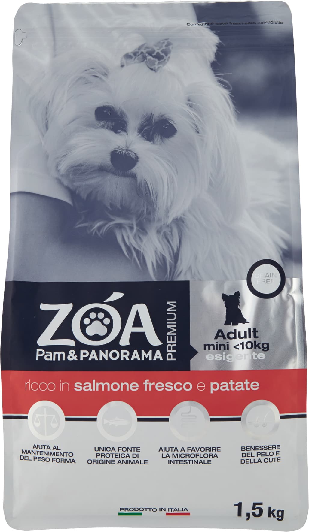 ZOA PREMIUM Adult mini <10kg esigenti ricco in salmone fresco e patate 1,5 kg – immagine 1