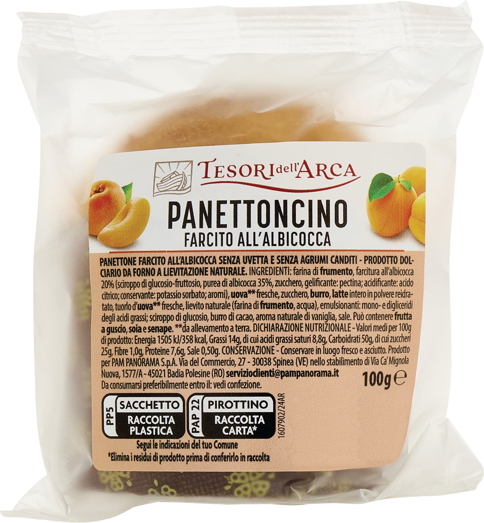 TESORI DELL'ARCA Panettoncino Farcito all'Albicocca 100 g – immagine 1