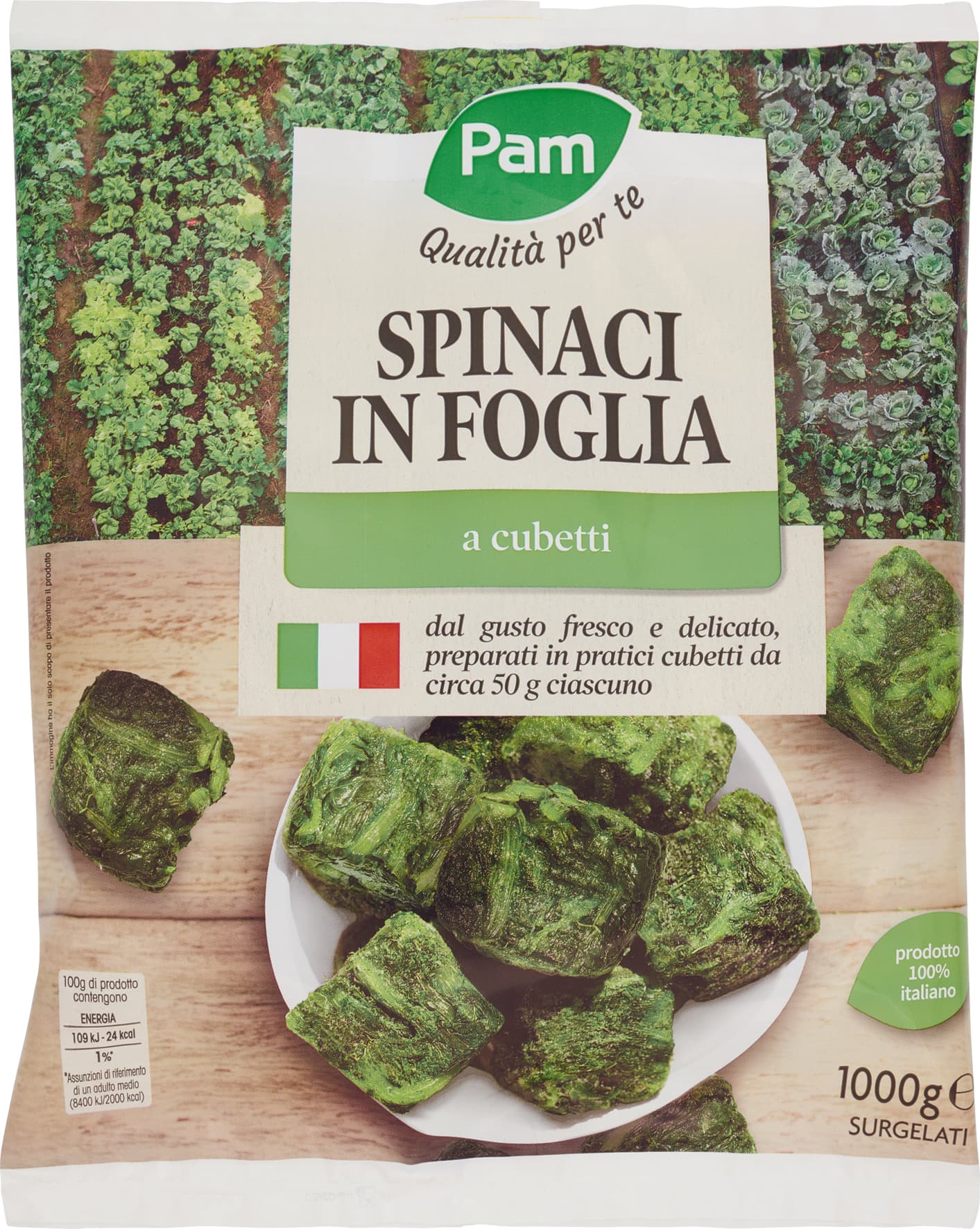 PAM PANORAMA Spinaci a Cubetti surgelati 1 kg – immagine 1