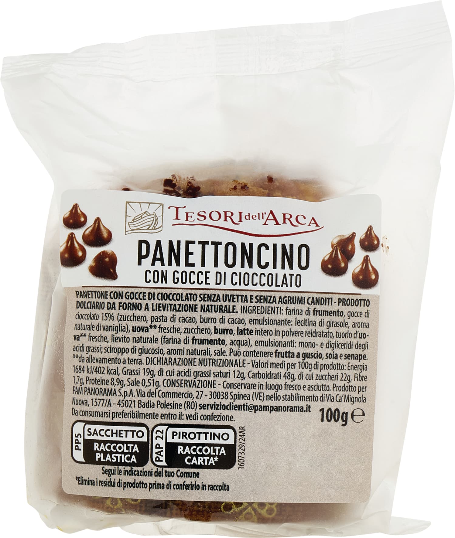 TESORI DELL'ARCA Panettoncino con Gocce di Cioccolato 100 g – immagine 1