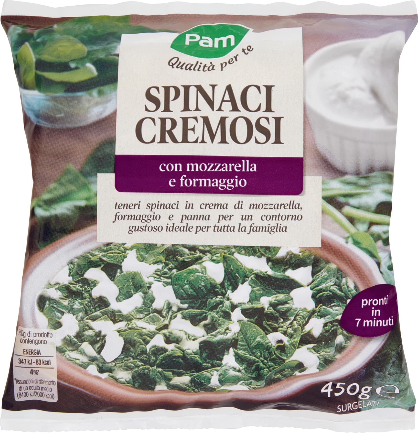PAM PANORAMA Spinaci Cremosi surgelati 450 g – immagine 1