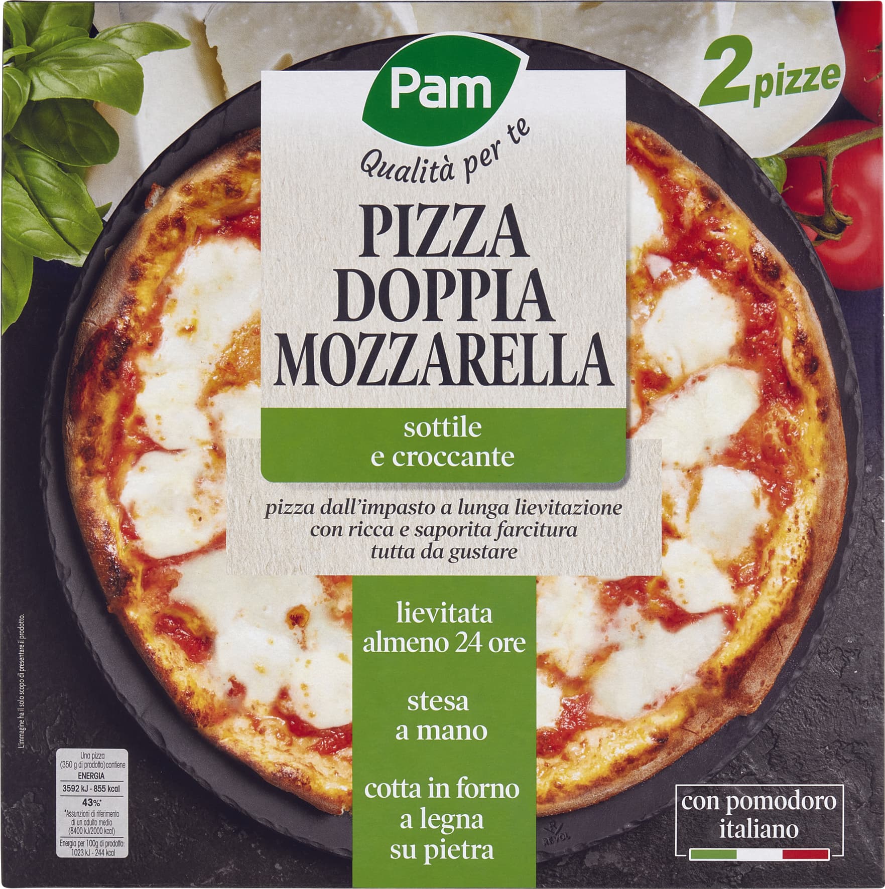 PAM PANORAMA 2 Pizze Doppia Mozzarella surgelate 700g (350g x 2) – immagine 1