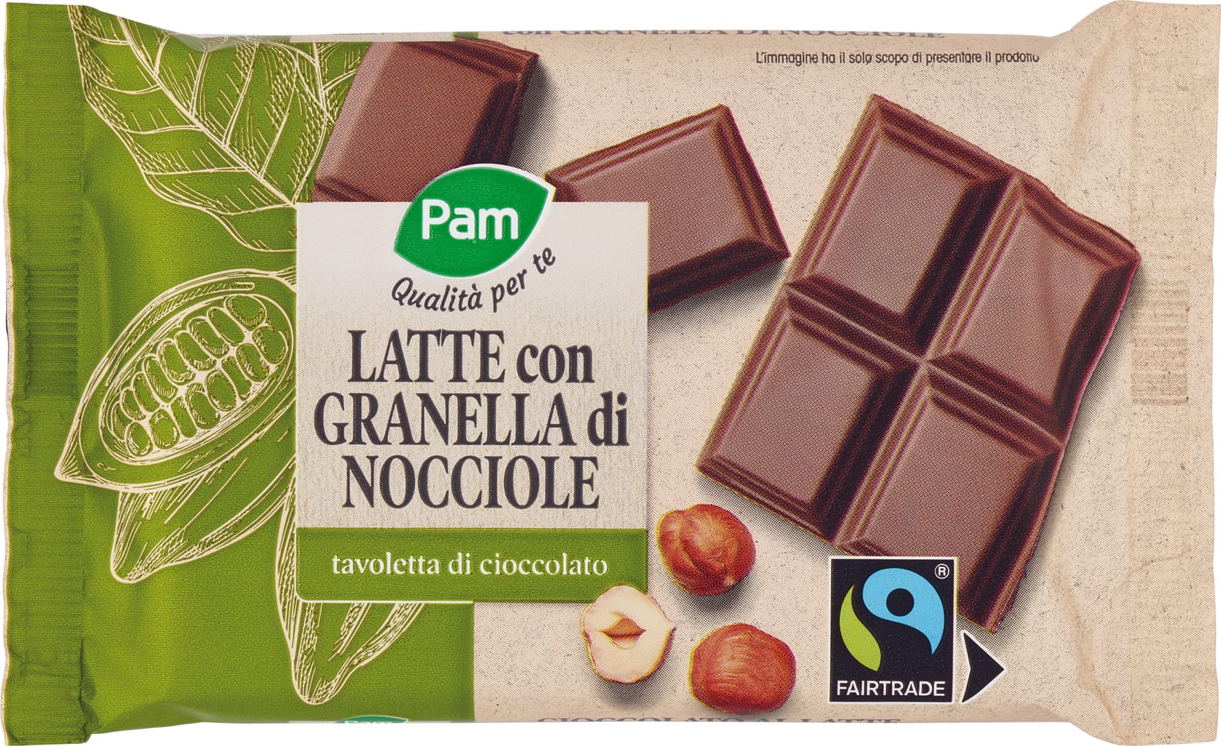 PAM Qualità per te Latte con Granella di Nocciole tavoletta di cioccolato 100 g – immagine 1