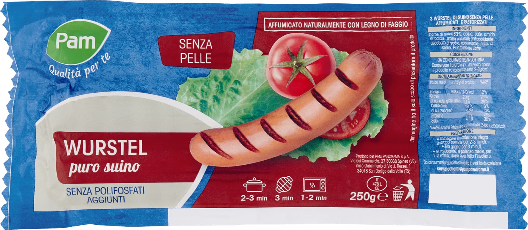 PAM Qualità per te Wurstel puro suino 250 g – immagine 1
