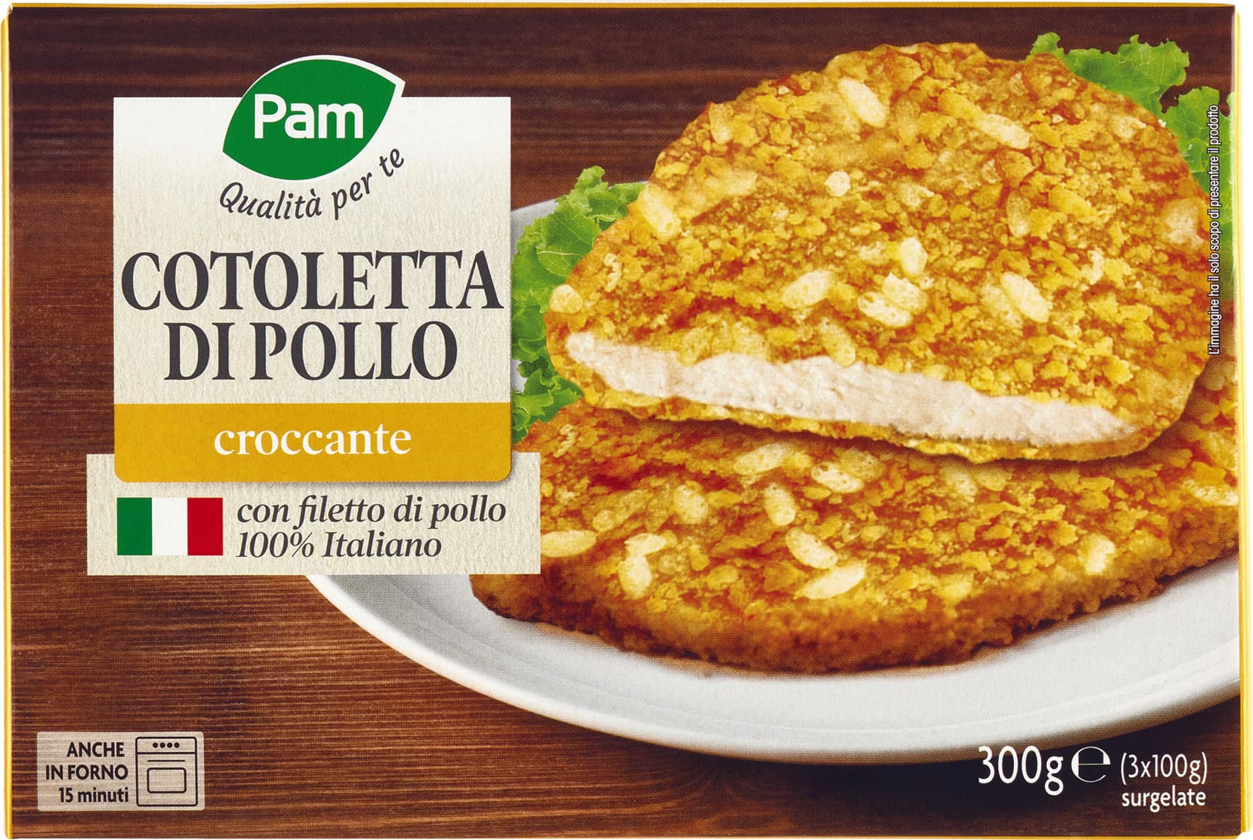 PAM Qualità per te Cotoletta di Pollo croccante surgelate 3 x 100 g – immagine 1
