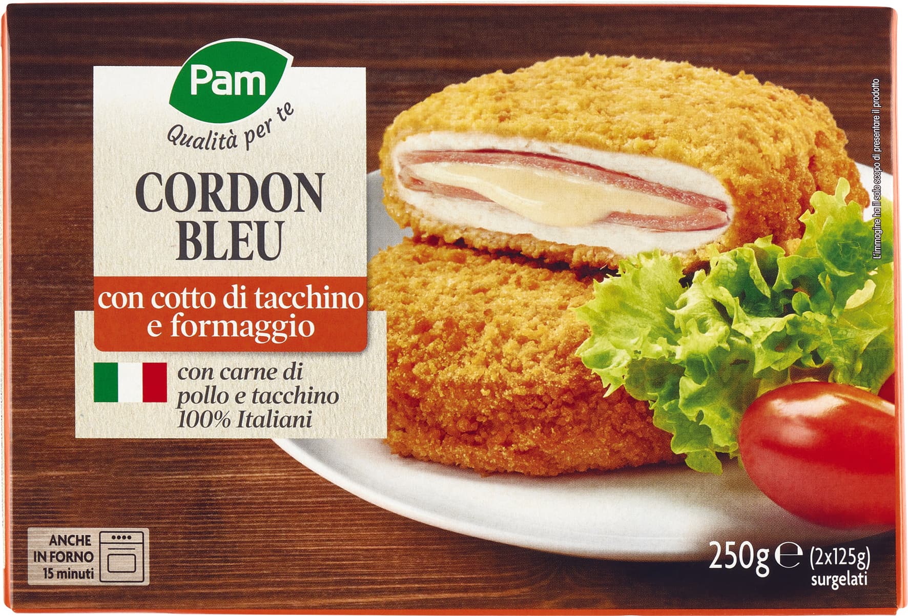 PAM Qualità per te Cordon Bleu con cotto di tacchino e formaggio surgelati 2 x 125 g – immagine 1