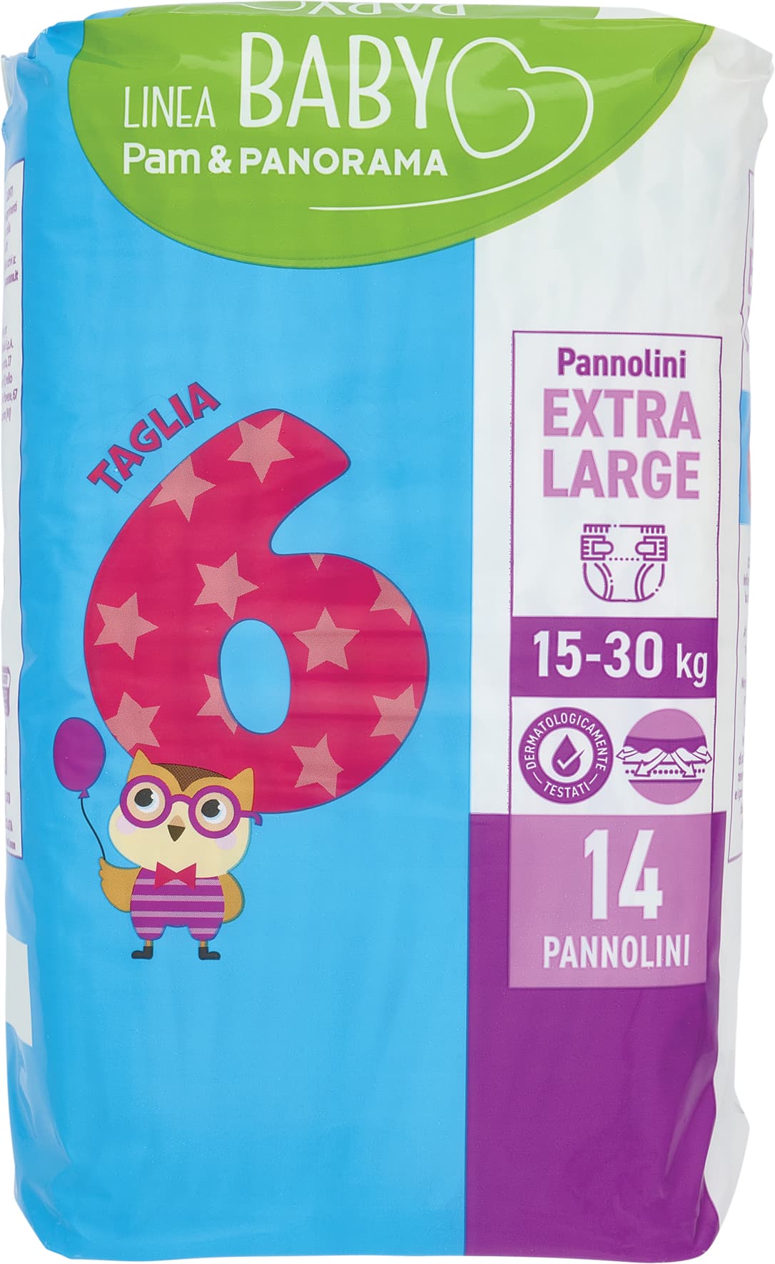 PAM PANORAMA Linea Baby Pannolini Extra Large Taglia 6 15-30 Kg 14 pz – immagine 1
