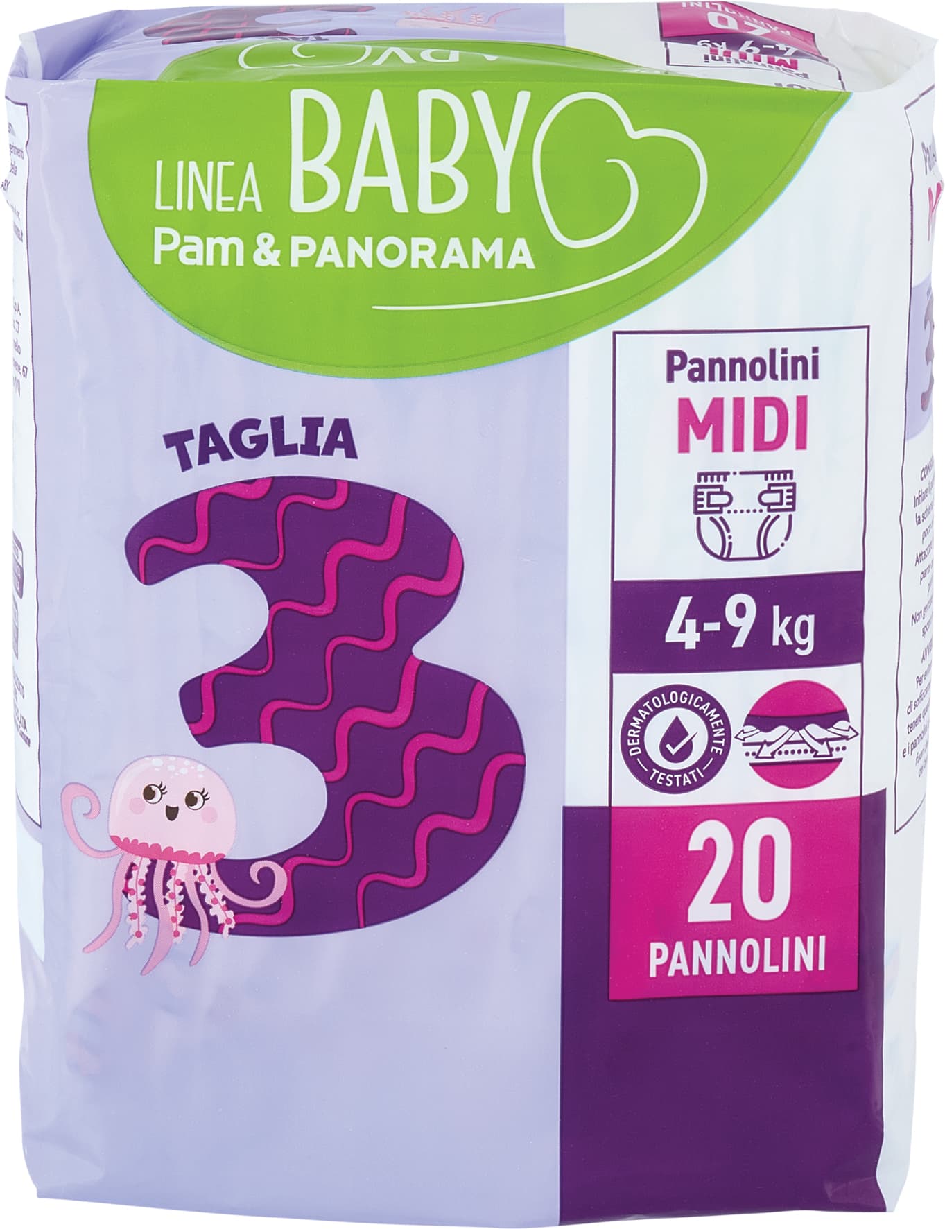 PAM PANORAMA Linea Baby Pannolini Midi Taglia 3 4-9 Kg 20 pz – immagine 1