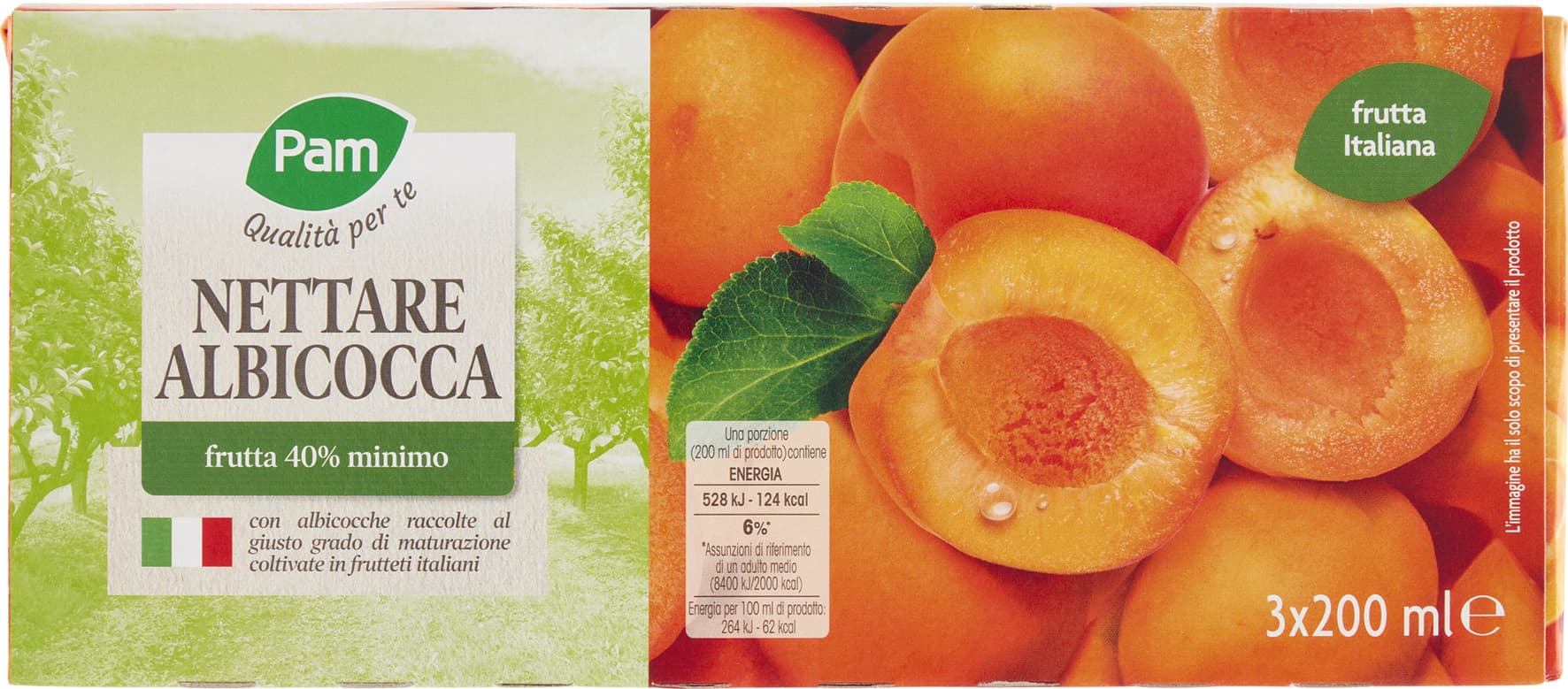 PAM PANORAMA Succo e Polpa di Albicocca 600 ml (200ml x 3) – immagine 1