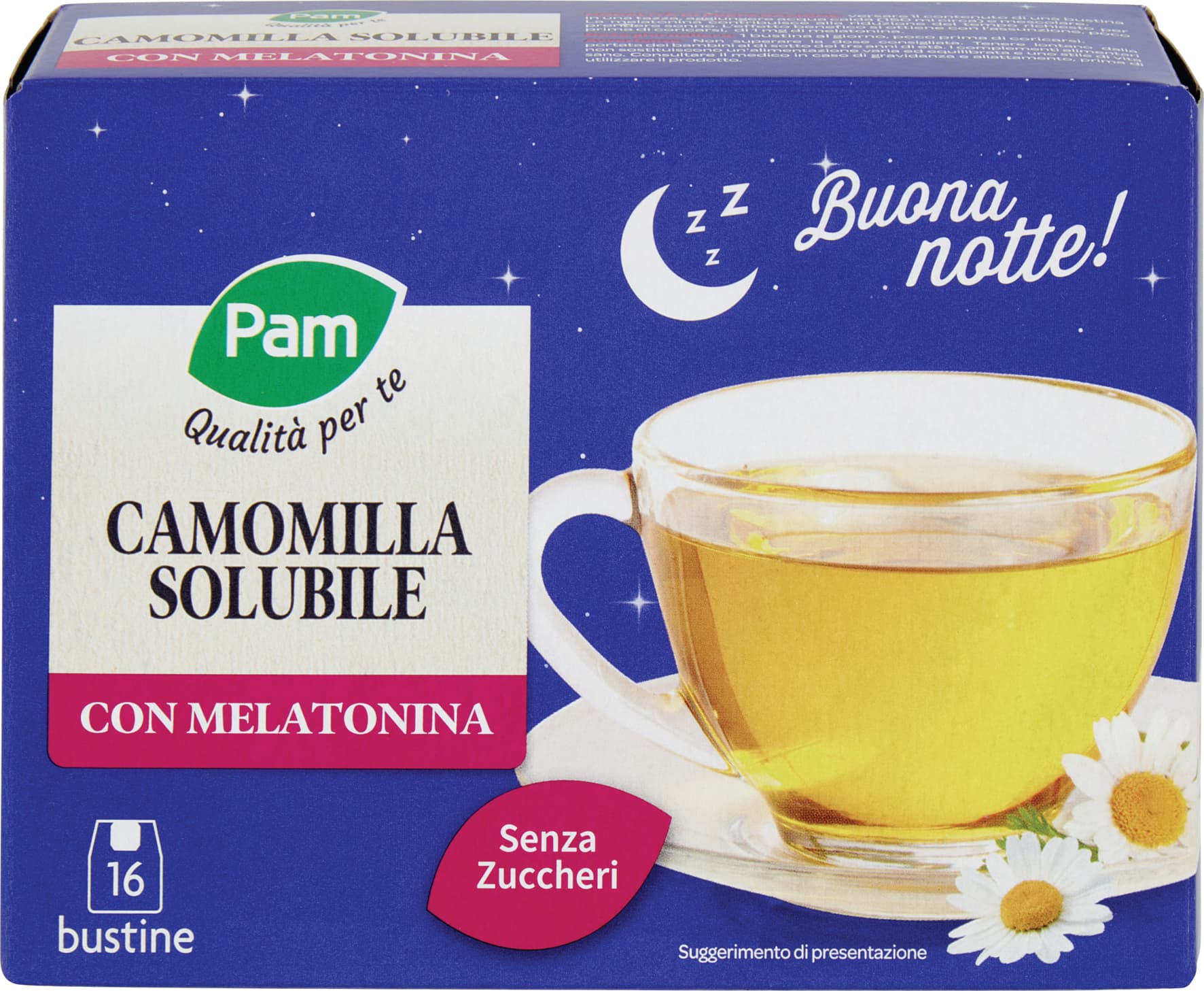 PAM Qualità per te Camomilla Solubile con Melatonina Bustine 16 x 4 g – immagine 1