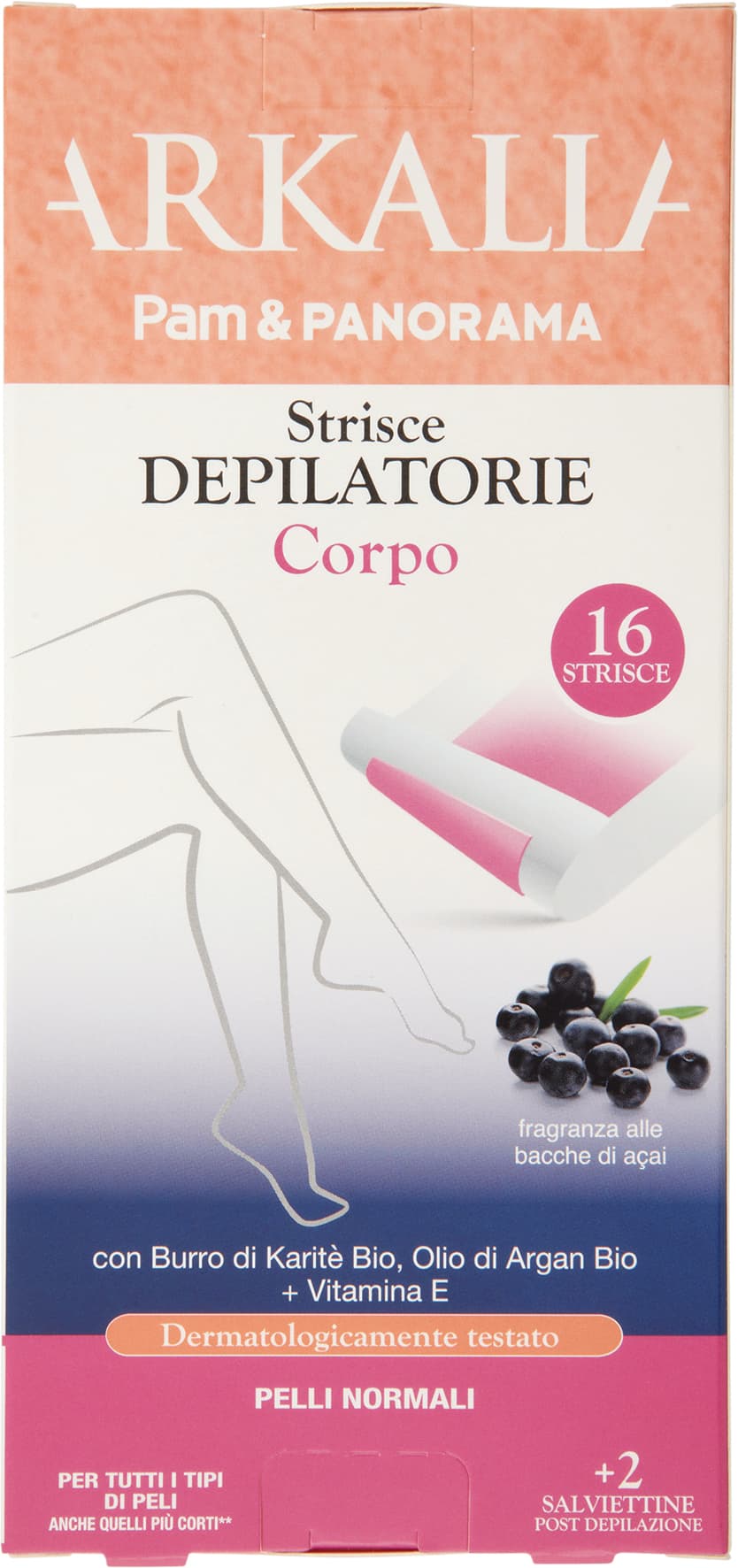 ARKALIA Strisce Depilatorie Corpo Pelli Normali 16 pz + 2 Salviettine Post Depilazione – immagine 1