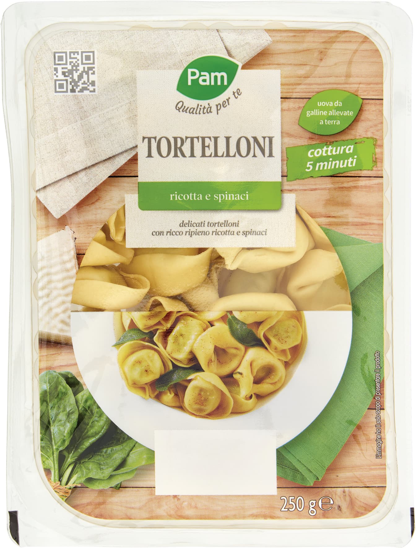 PAM Qualità per te Tortelloni ricotta e spinaci 250 g – immagine 1