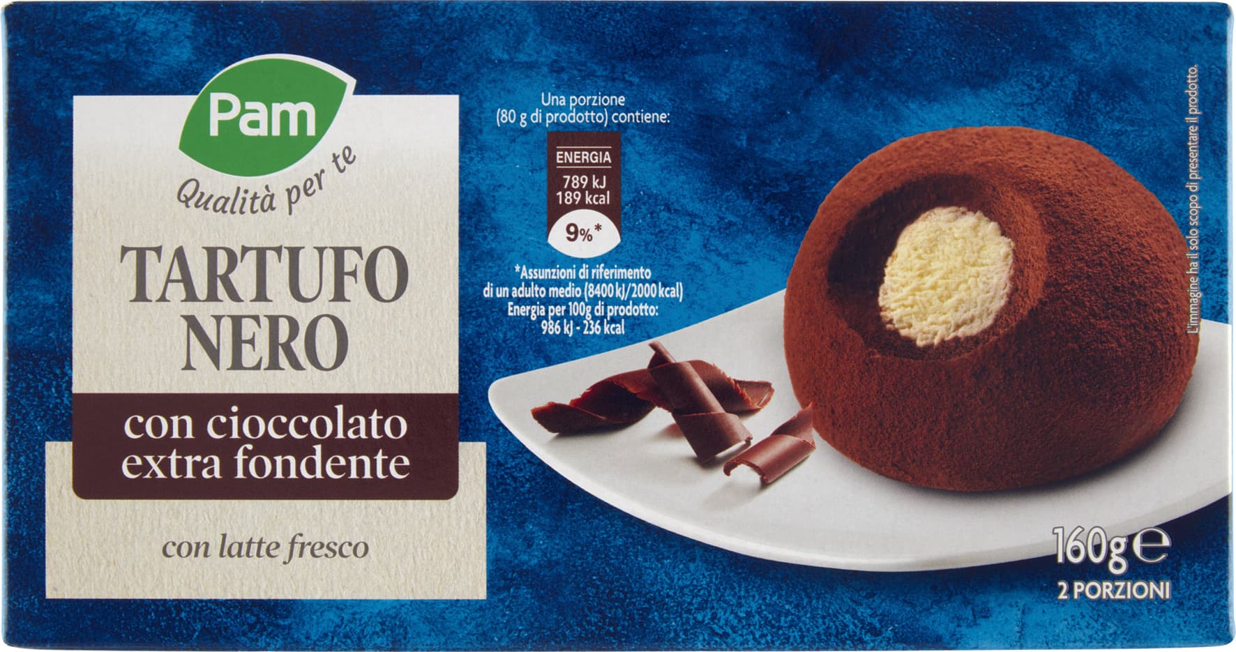 PAM Qualità per te Tartufo Nero con cioccolato extra fondente 2 x 80 g – immagine 1