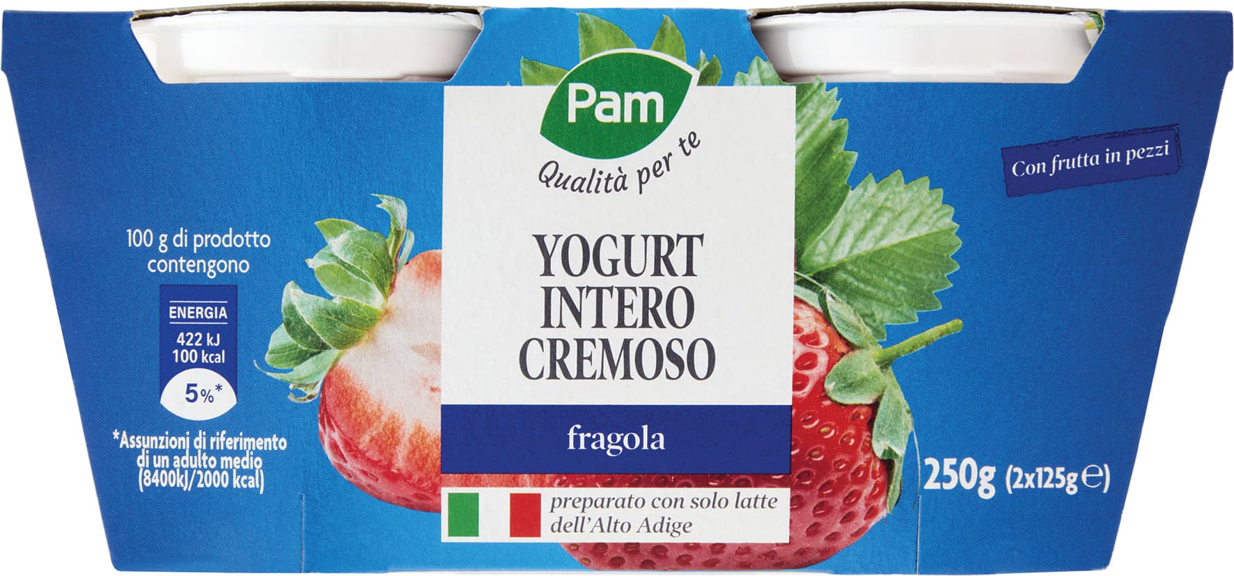 PAM PANORAMA Yogurt intero Cremoso alla Fragola 250g (125g x 2) – immagine 1