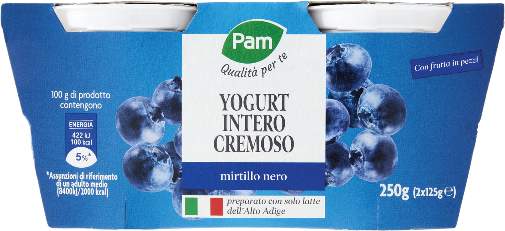 PAM PANORAMA Yogurt intero Cremoso ai Mirtilli 250g (125g x 2) – immagine 1