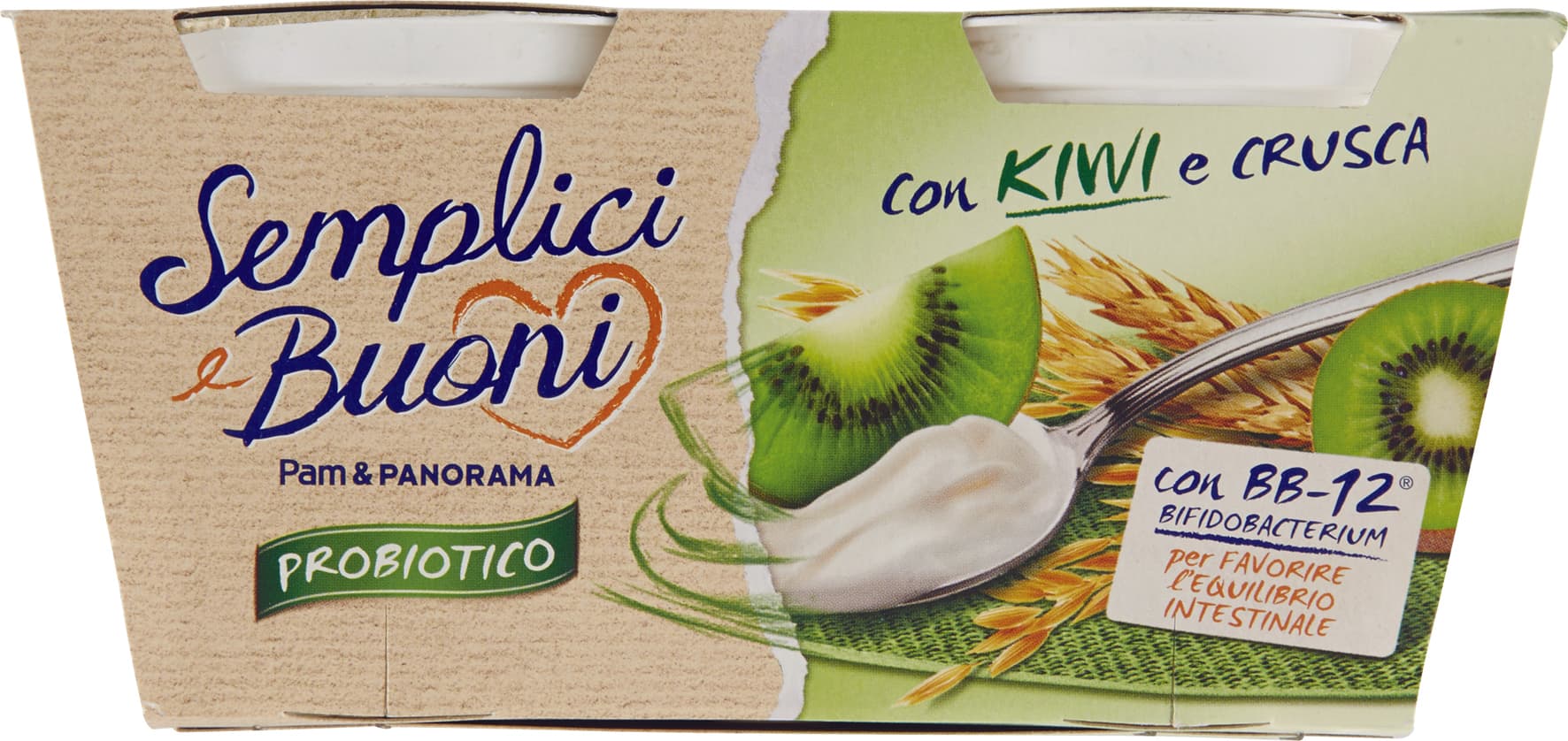 SEMPLICI E BUONI Probiotico con Kiwi e Crusca 250 g (125 g x 2) – immagine 1