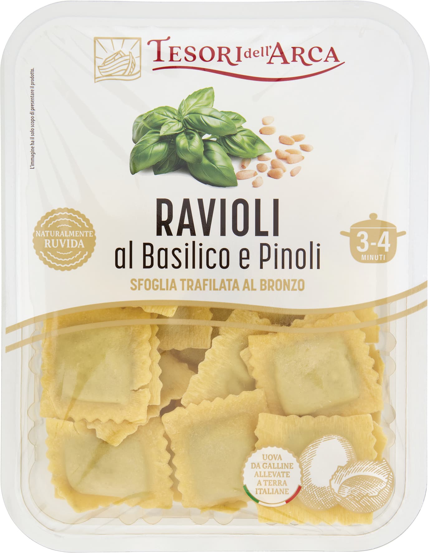 TESORI DELL'ARCA Ravioli al Basilico e Pinoli 250 g – immagine 1
