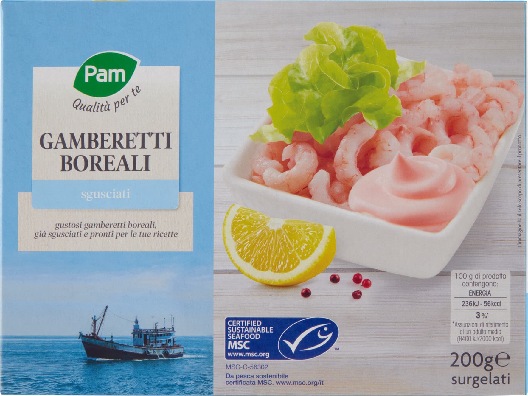 PAM Qualità per te Gamberetti Boreali sgusciati surgelati 200 g – immagine 1