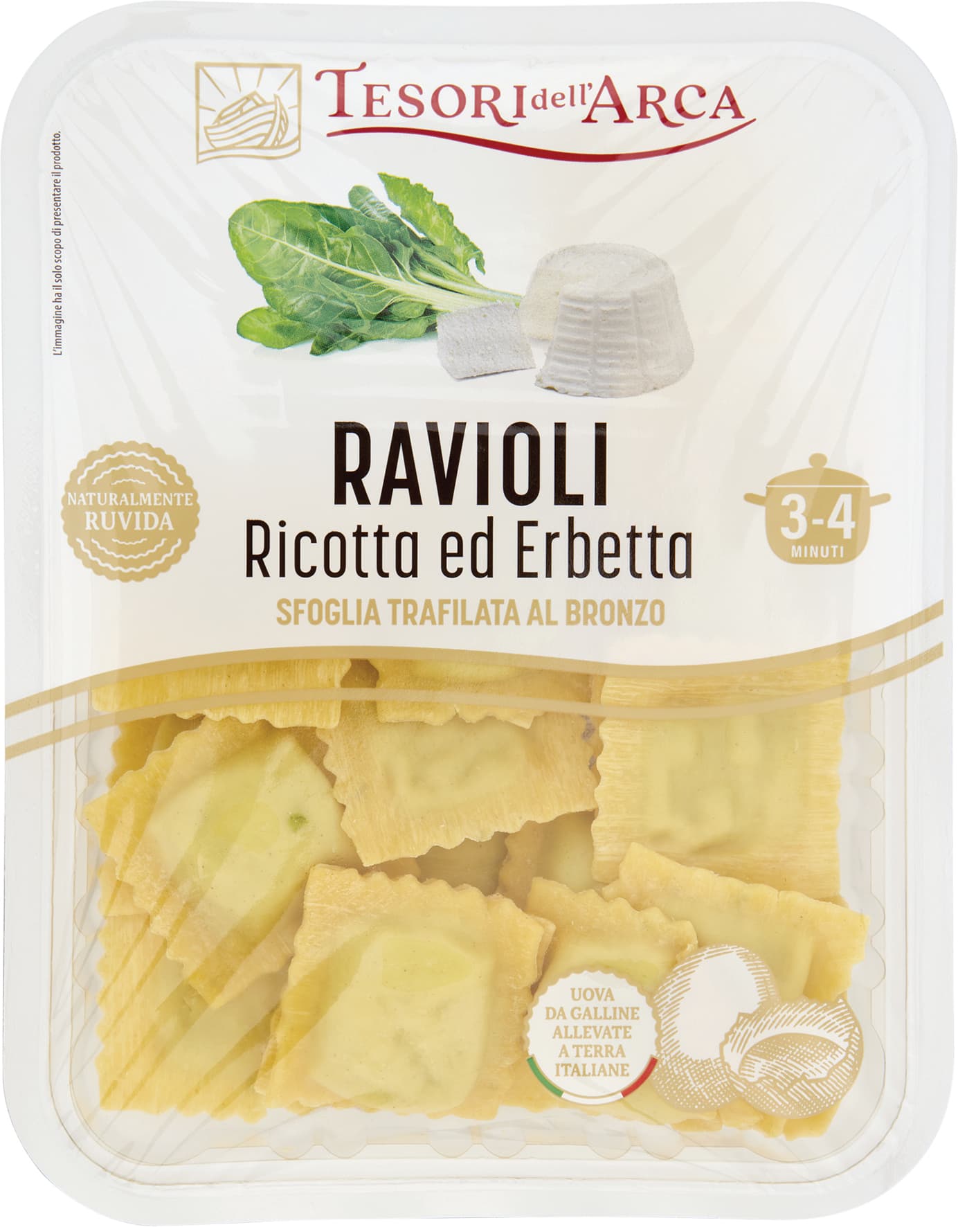 TESORI DELL'ARCA Ravioli Ricotta ed Erbetta 250 g – immagine 1