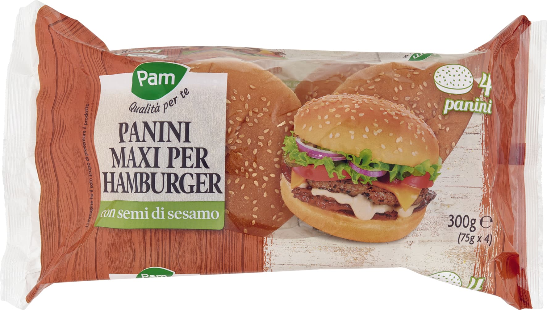 PAM Qualità per te Panini Maxi per Hamburger 4 x 75 g – immagine 1