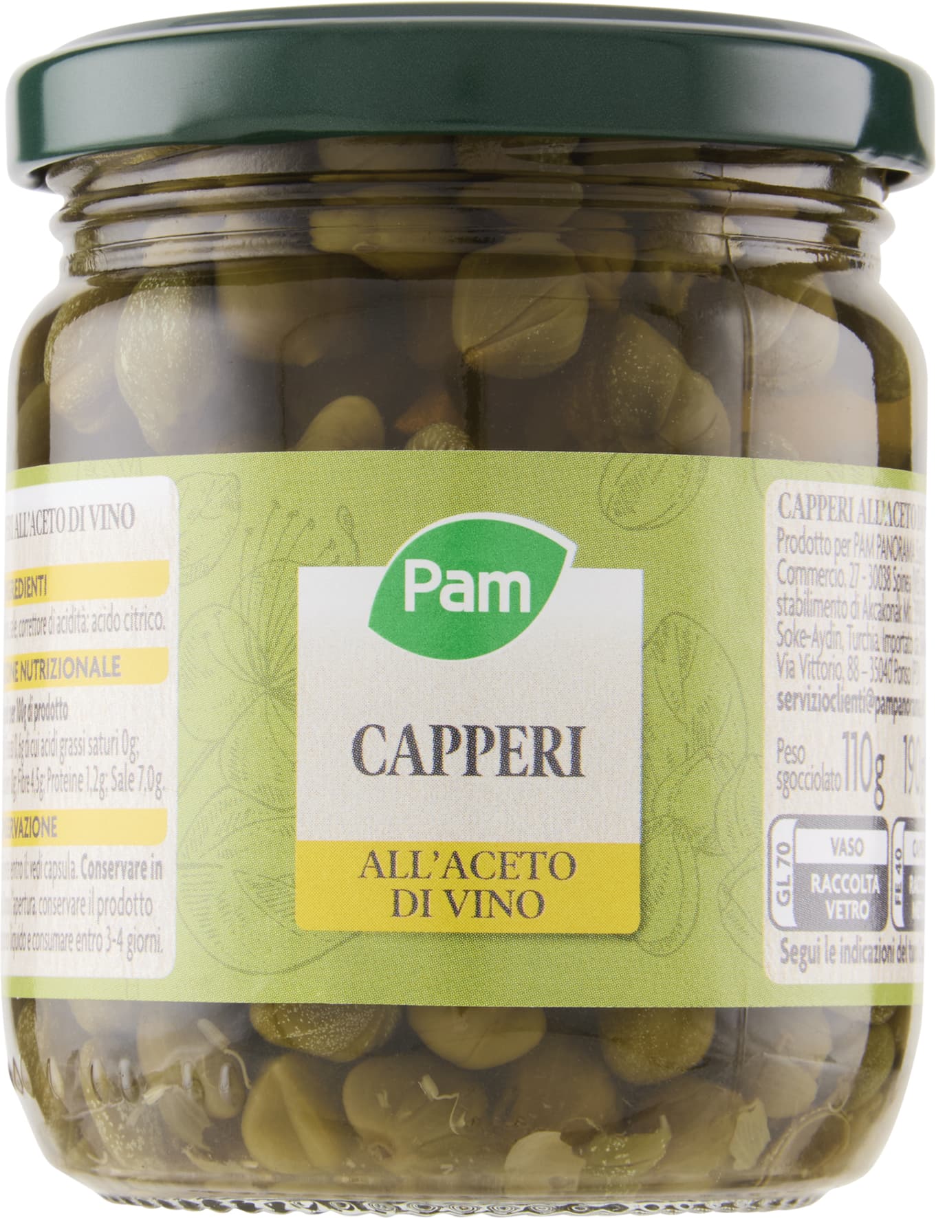 PAM Capperi all'Aceto di Vino 190 g – immagine 1