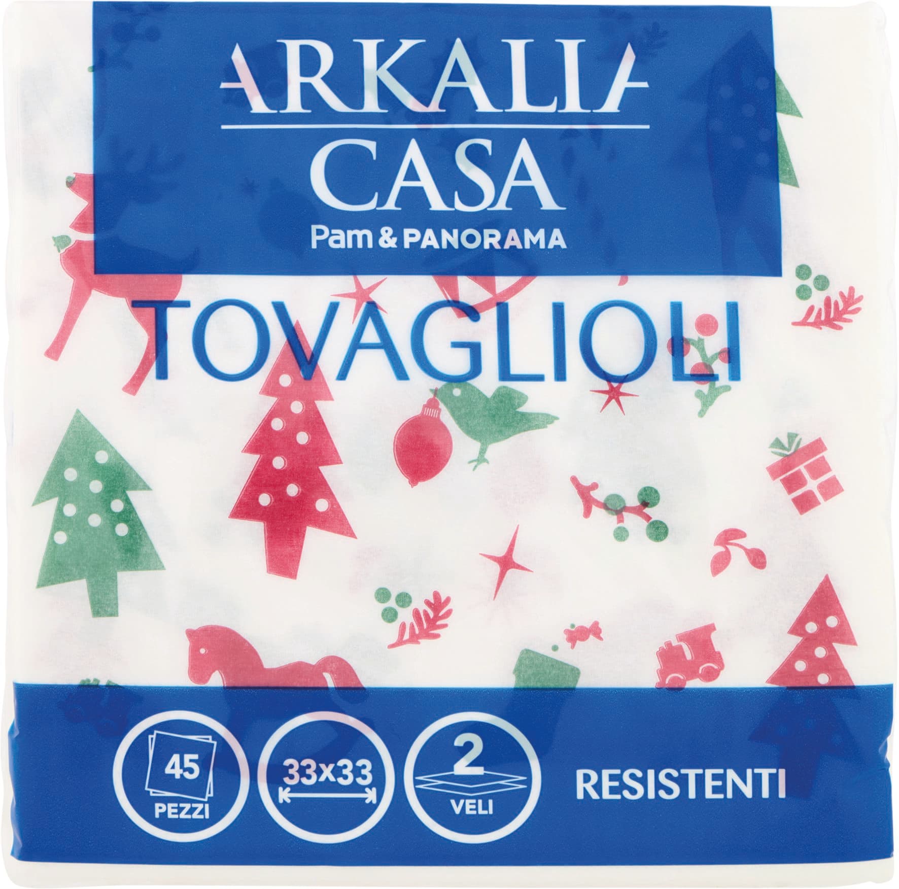 ARKALIA CASA Tovaglioli Decoro Natale 33x33 2 Veli 45 pz – immagine 1