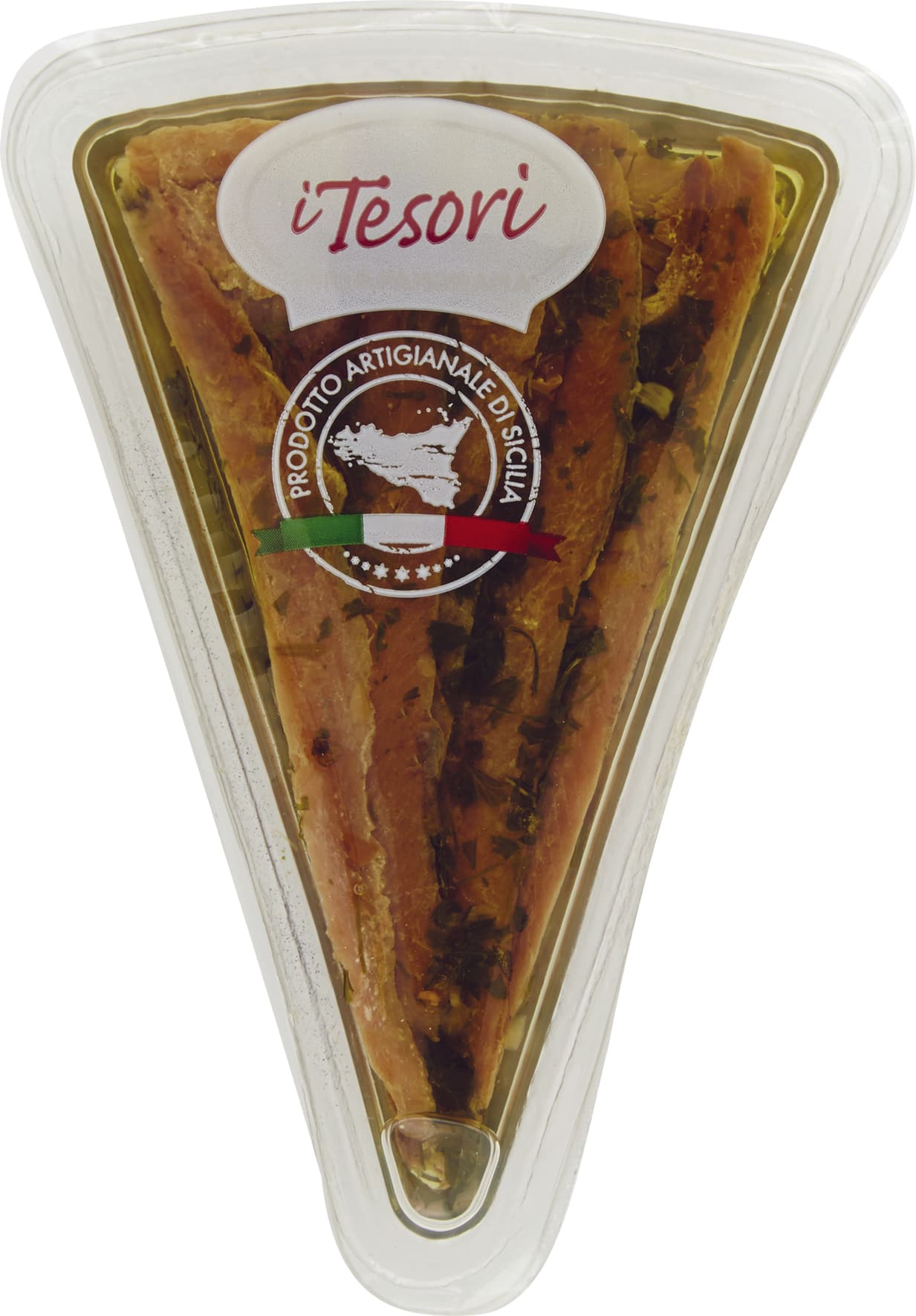 I TESORI Filetti di Acciughe in Olio di Semi di Girasole con Aglio e Prezzemolo 80 g – immagine 1