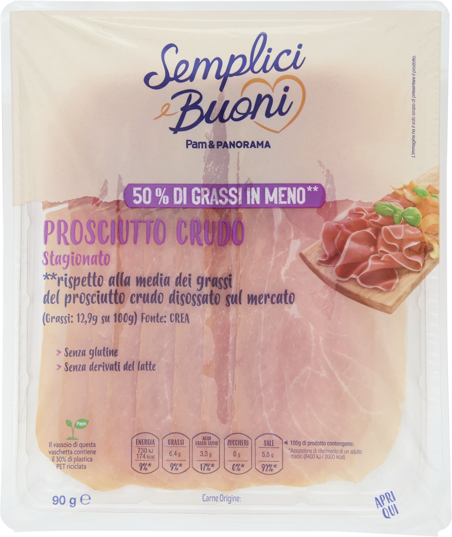 SEMPLICI E BUONI Prosciutto Crudo Stagionato 90 g – immagine 1
