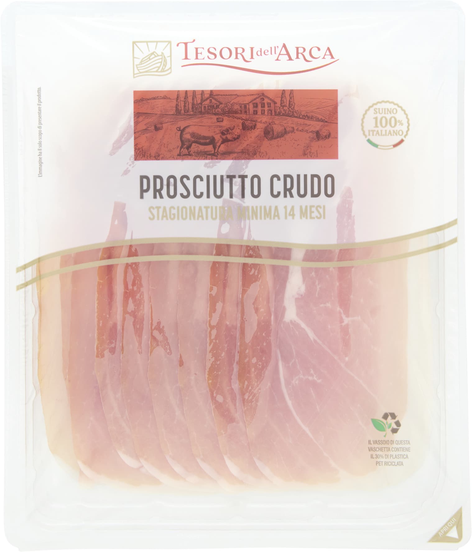 TESORI DELL'ARCA Prosciutto Crudo Stagionatura Minima 14 Mesi 100 g – immagine 1