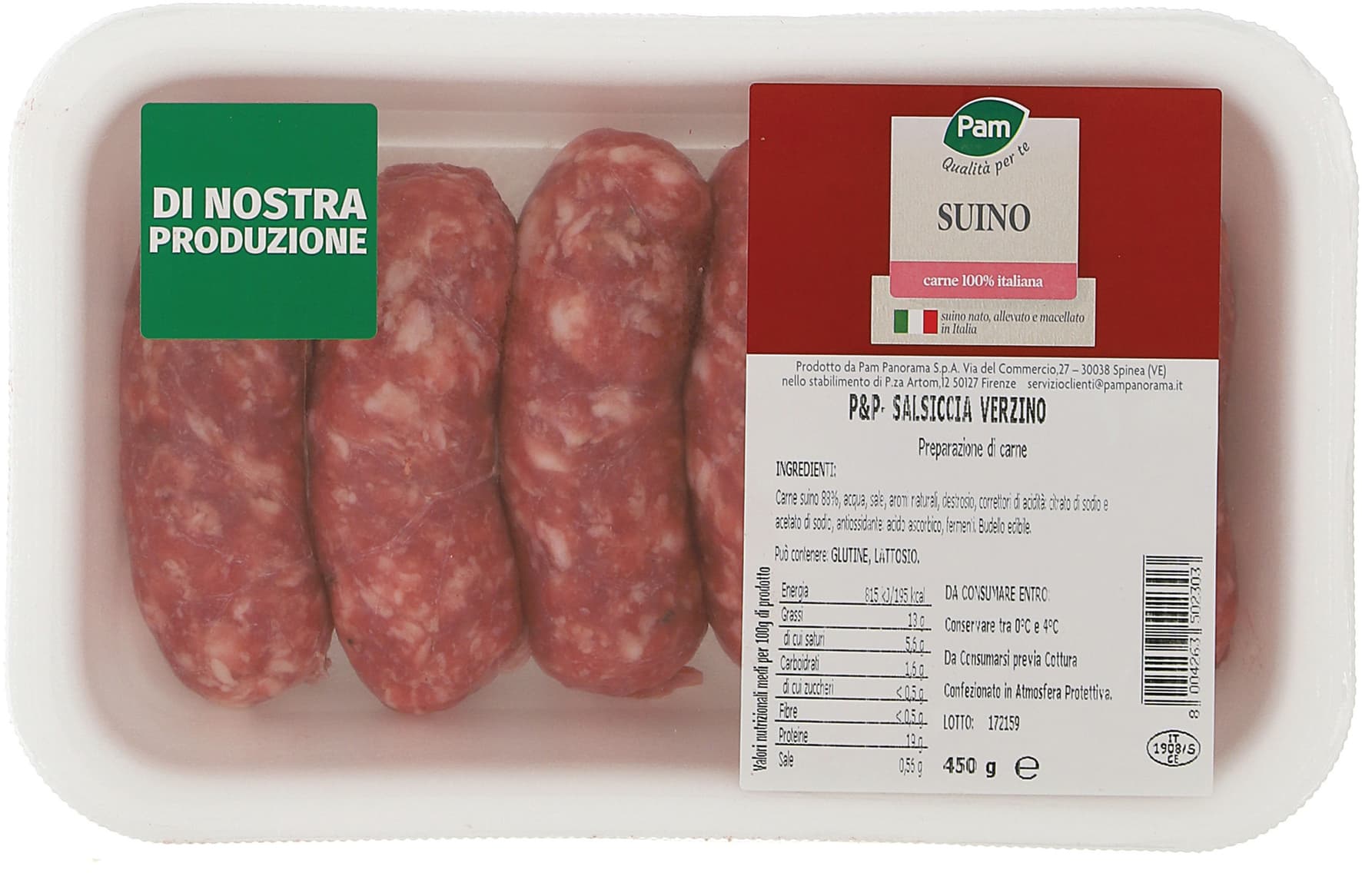 P&p - salsiccia verzino di suino 450 g – immagine 1
