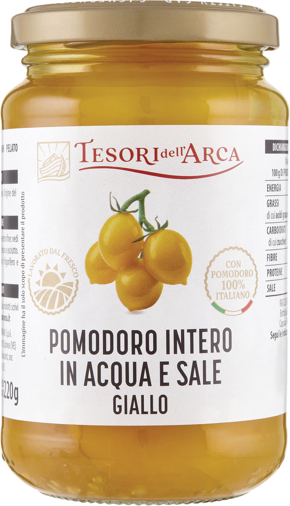 TESORI DELL'ARCA Pomodoro Intero in Acqua e Sale Giallo 360 g – immagine 1