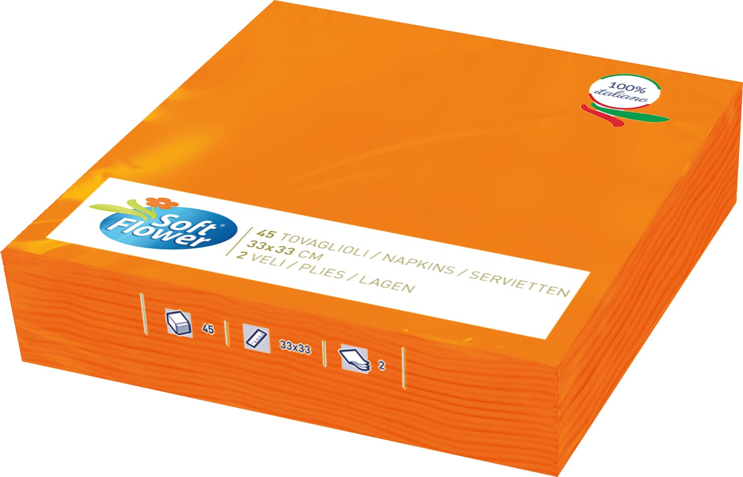 Tovaglioli arancione/nero 2veli 33x33cm 45 pezzi – immagine 1