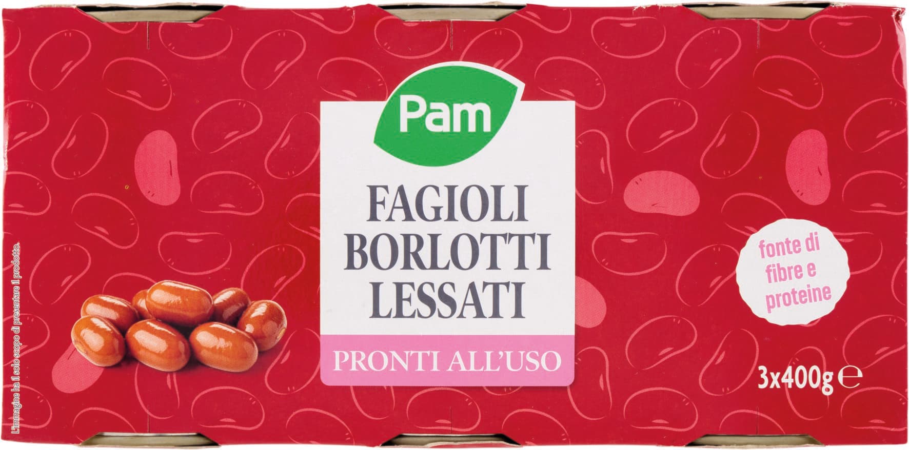 PAM Fagioli Borlotti Lessati 3 x 400 g – immagine 1