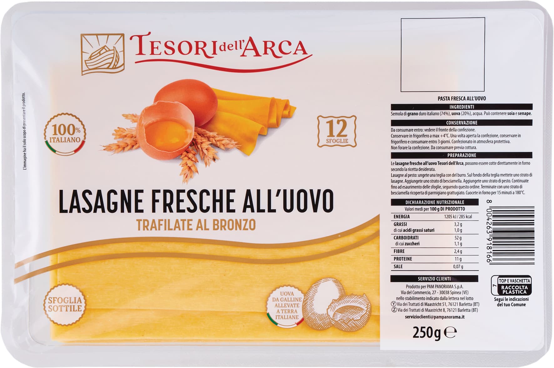 Lasagne fresche all’uovo Tesori dell’Arca 250 g – immagine 1