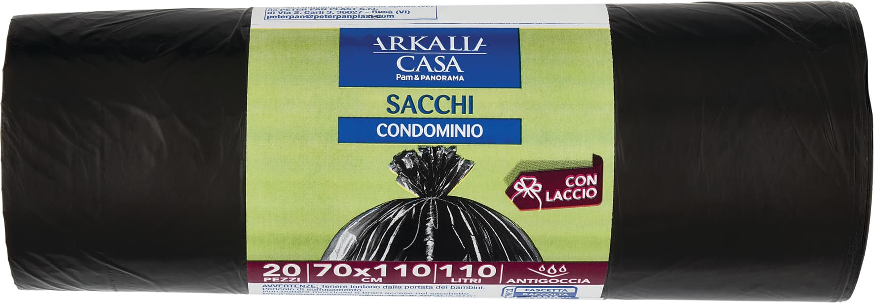 ARKALIA CASA Sacchi Condominio con Laccio 70x110 cm 110 Litri Antigoccia 20 pz – immagine 1