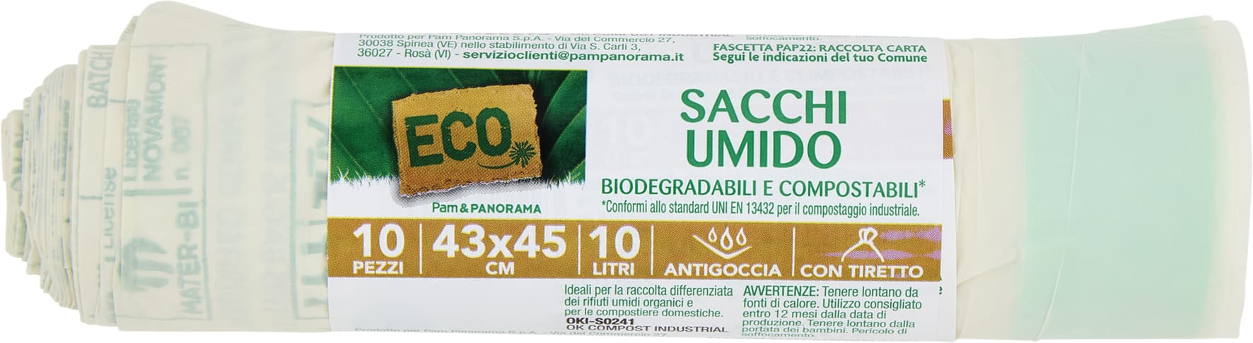 ECO Sacchi Umido Biodegradabili e Compostabili* 43 x 45 cm 10 Litri 10 pz – immagine 1