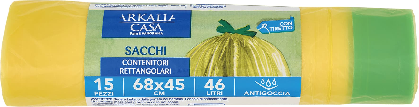 ARKALIA CASA Sacchi Contenitori Rettangolari con Tiretto 68x65 cm 46 Litri Antigoccia 15 pz – immagine 1