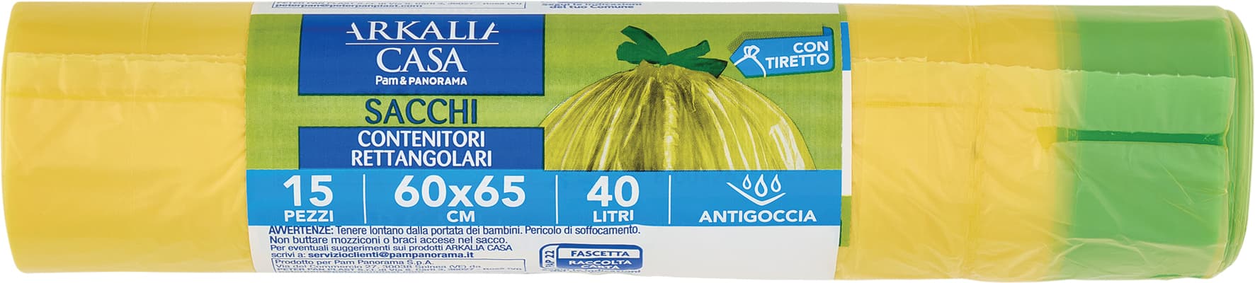 ARKALIA CASA Sacchi Contenitori Rettangolari con Tiretto 60x65 cm 40 Litri Antigoccia 15 pz – immagine 1