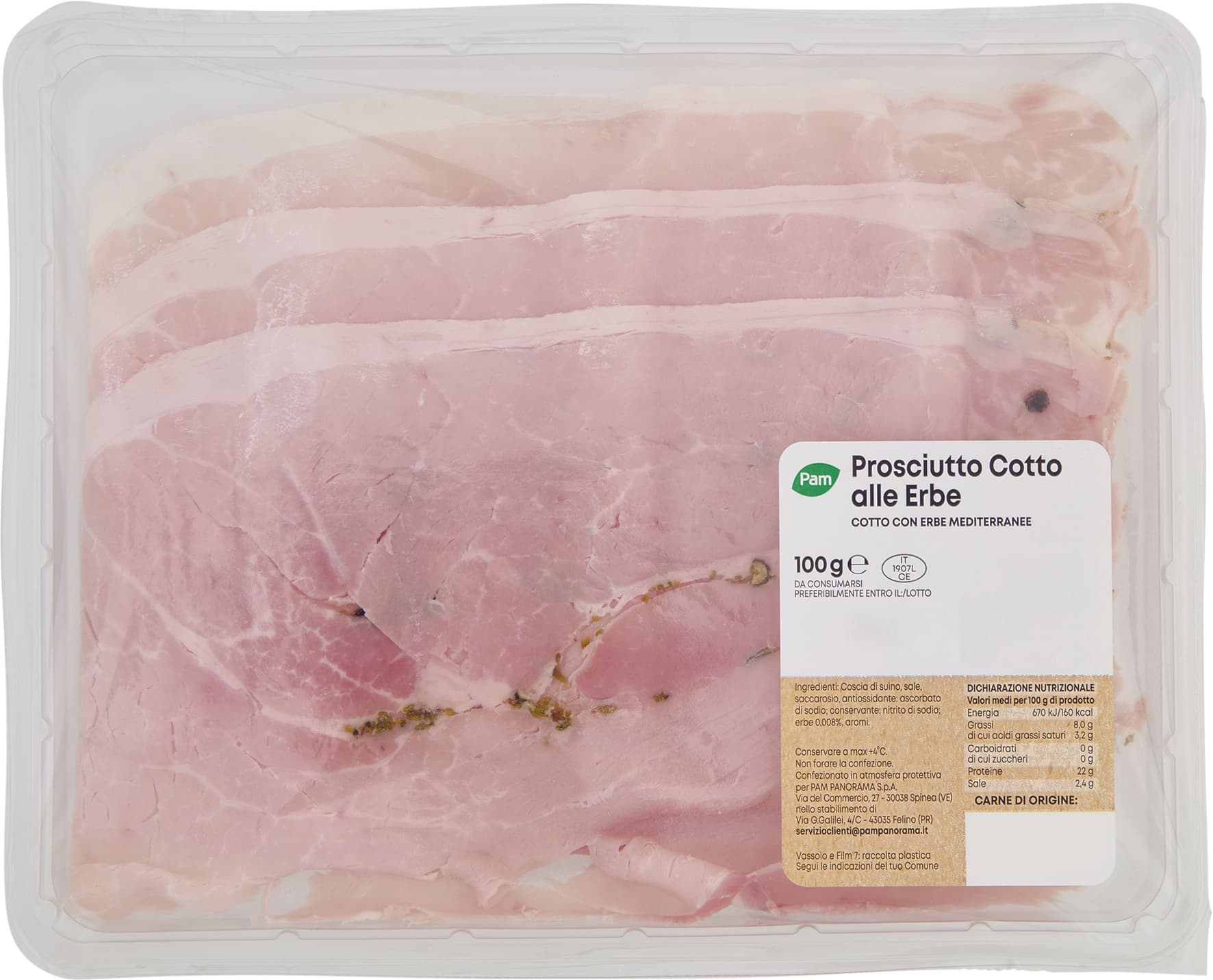 PAM Prosciutto Cotto alle Erbe 100 g – immagine 1