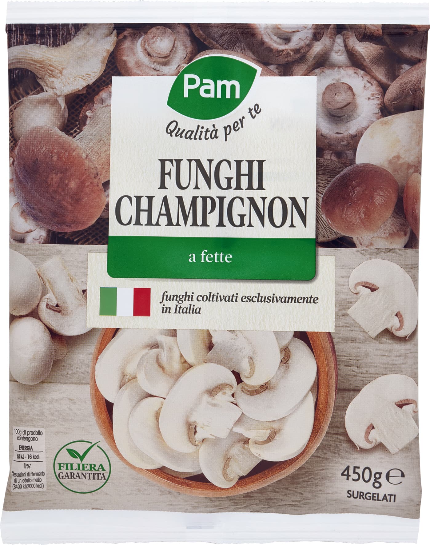PAM Qualità per te Funghi Champignon a fette Surgelati 450 g – immagine 1