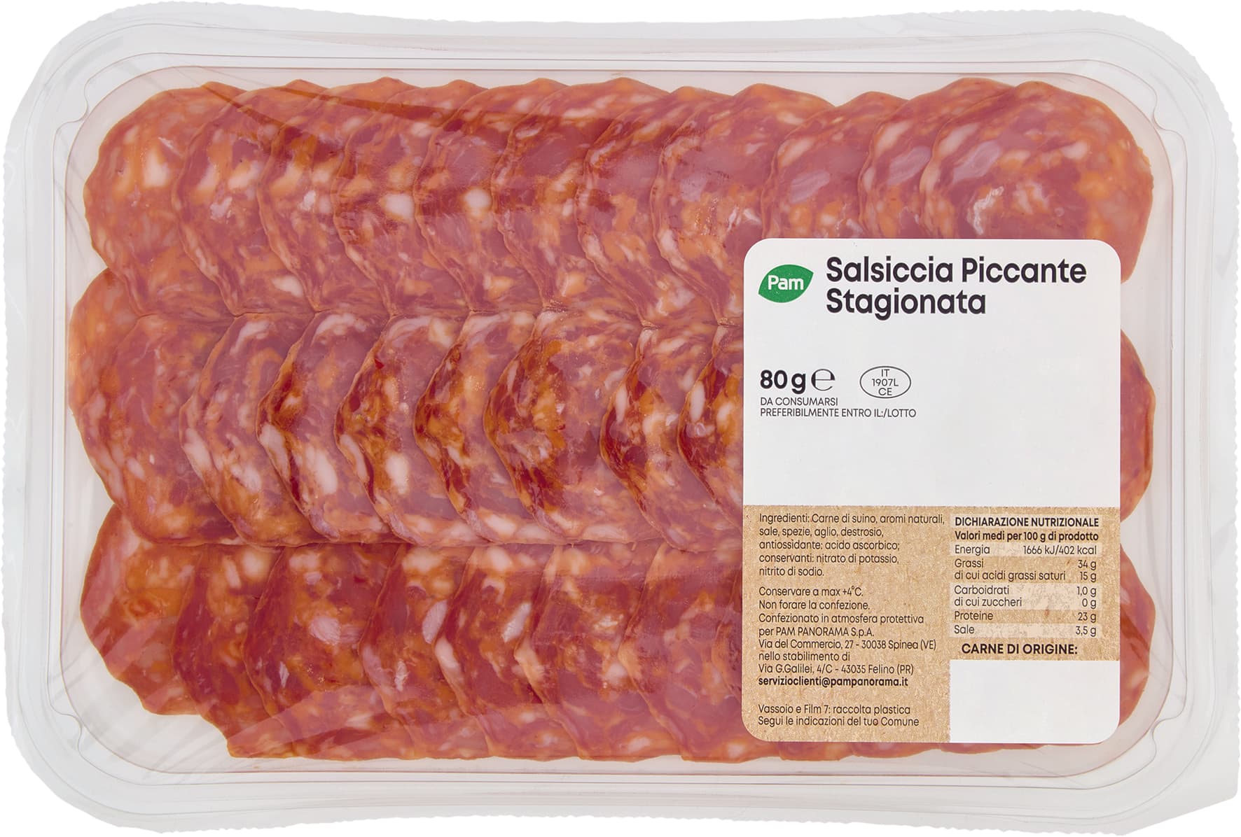 PAM Salsiccia Piccante Stagionata 80 g – immagine 1