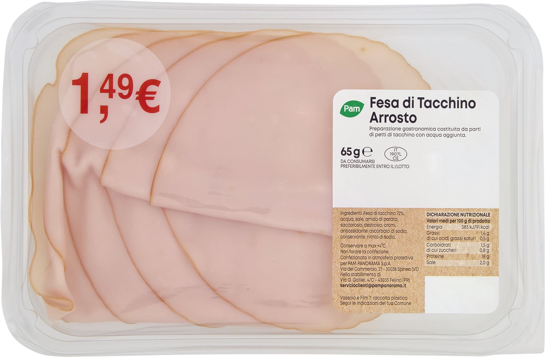 PAM Fesa di Tacchino Arrosto 65 g – immagine 1