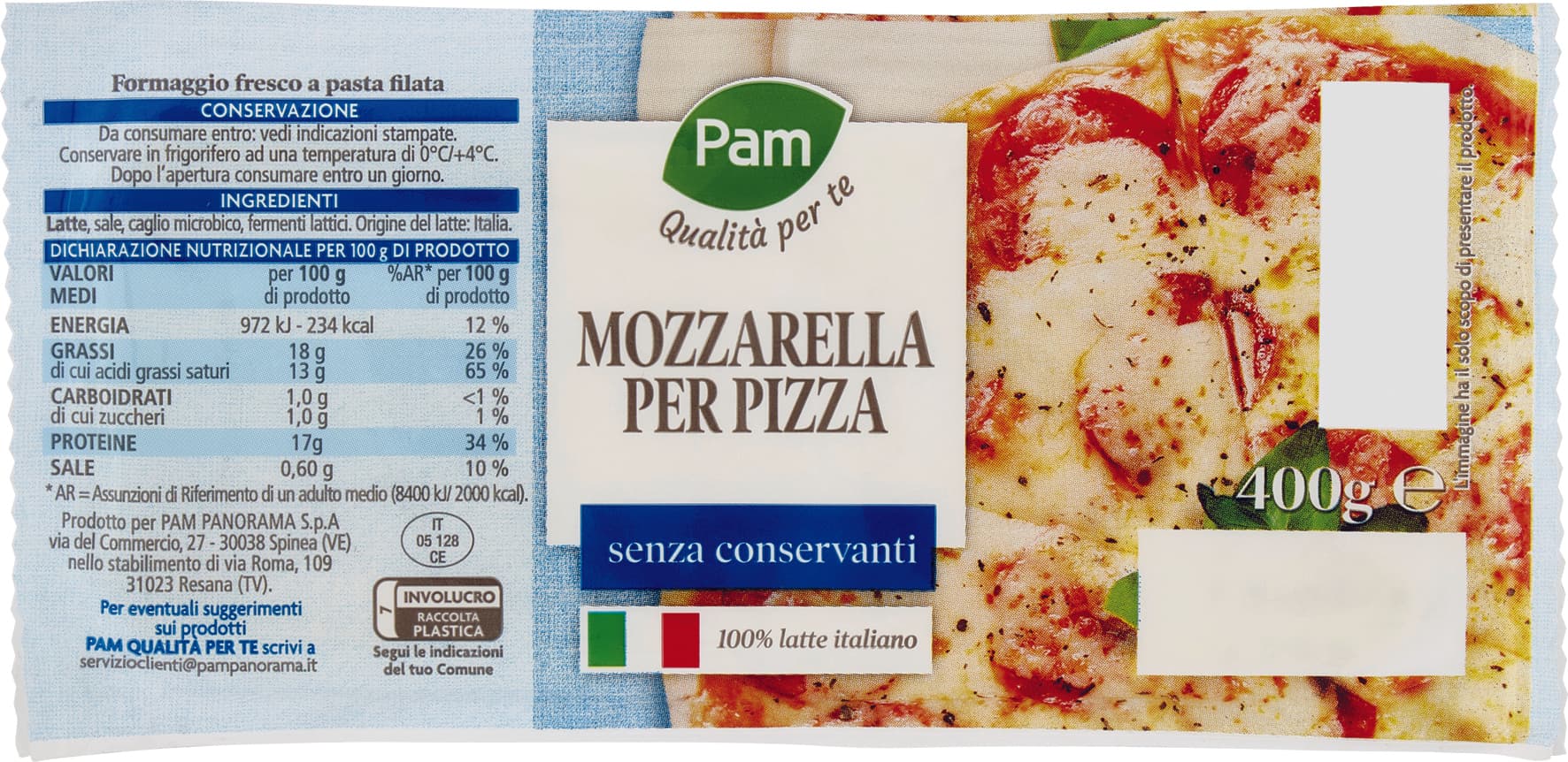 PAM Qualità per te Mozzarella per Pizza 400 g – immagine 1